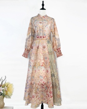 Retro half elastic shirt big skirt short skirt 2pcs set