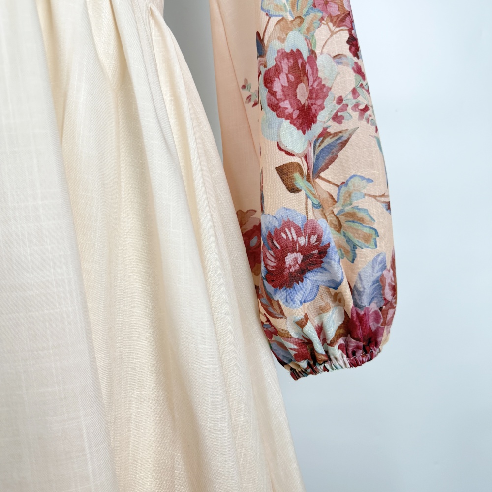 Elegant style big skirt dress flowers long dress