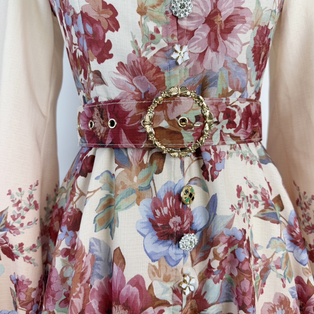 Lantern sleeve retro long dress spring and summer dress