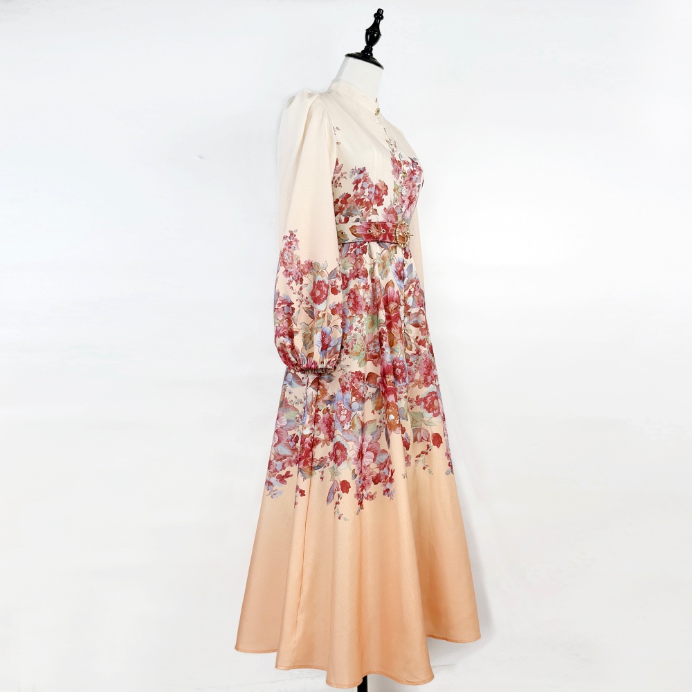 Lantern sleeve retro long dress spring and summer dress