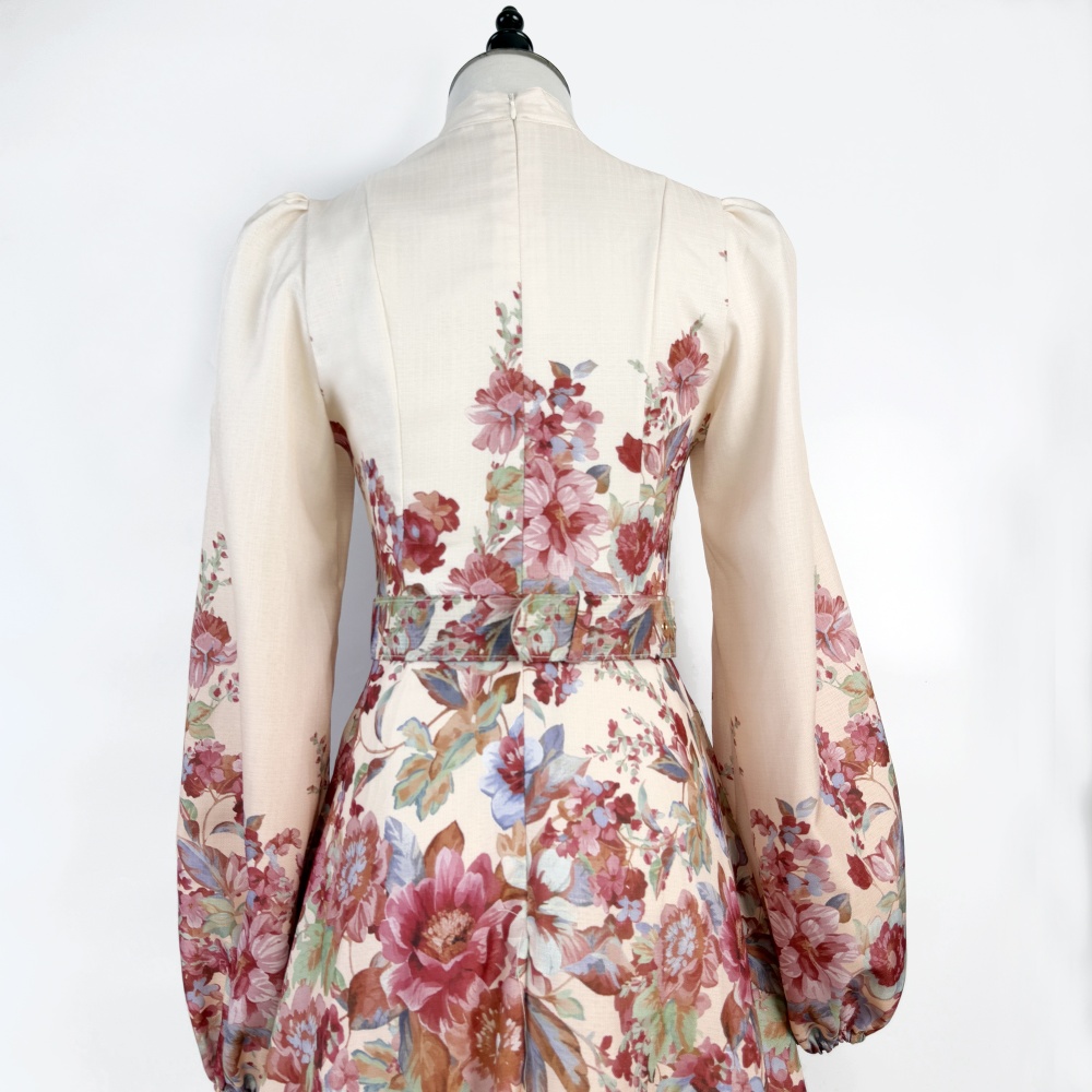 Lantern sleeve retro long dress spring and summer dress