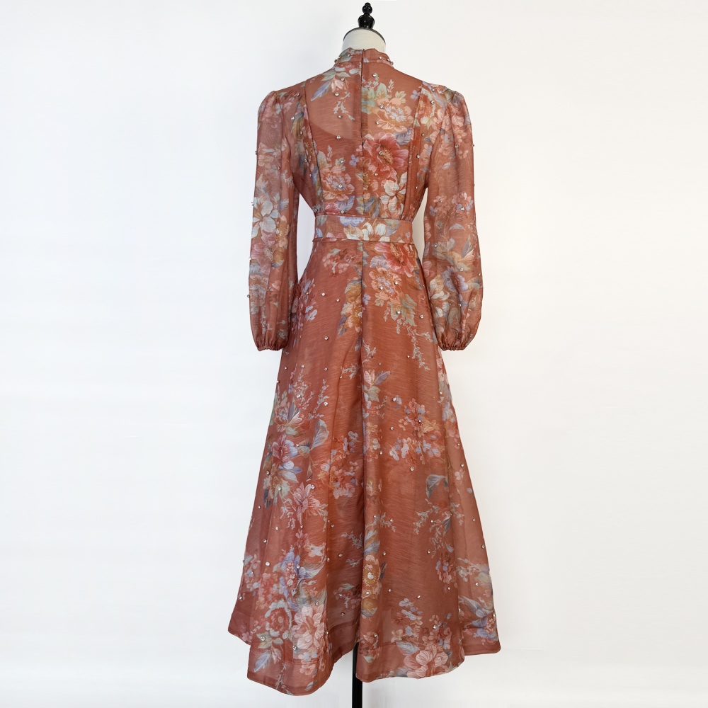 Big skirt dress printing long dress