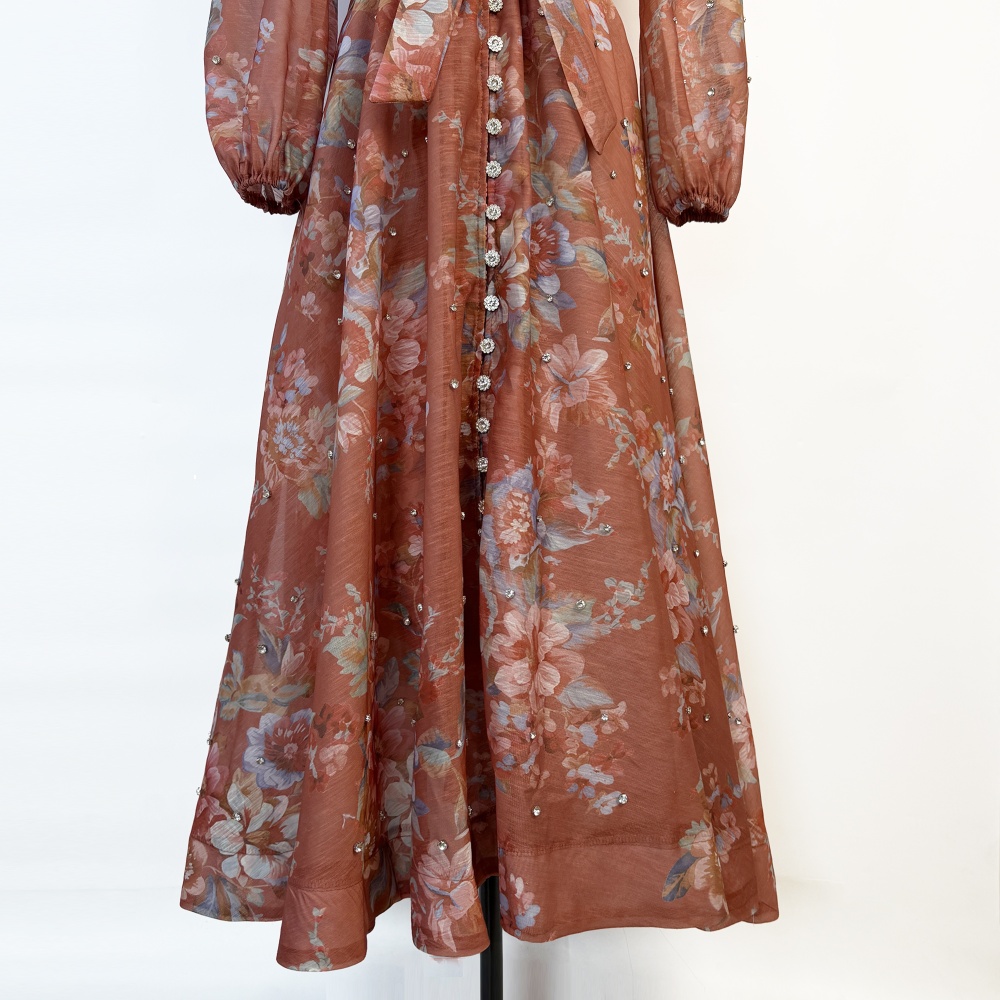 Big skirt dress printing long dress