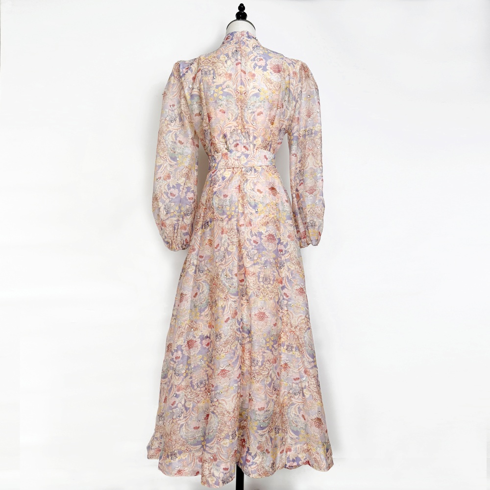 Stand collar France style dress diamond long dress