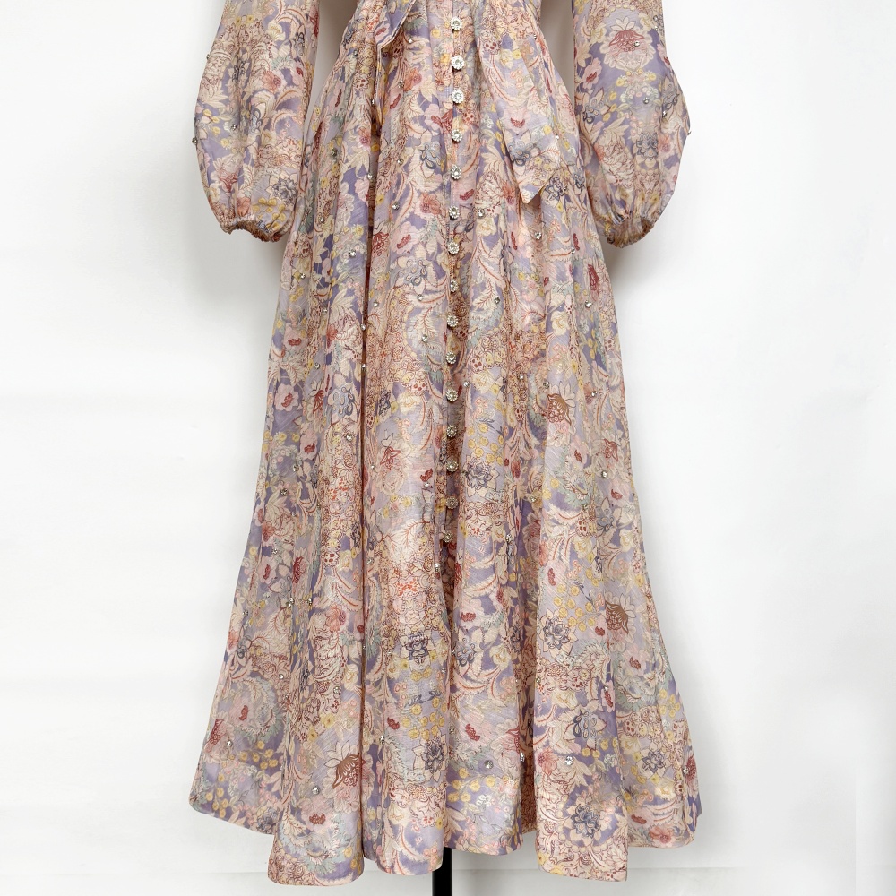 Stand collar France style dress diamond long dress