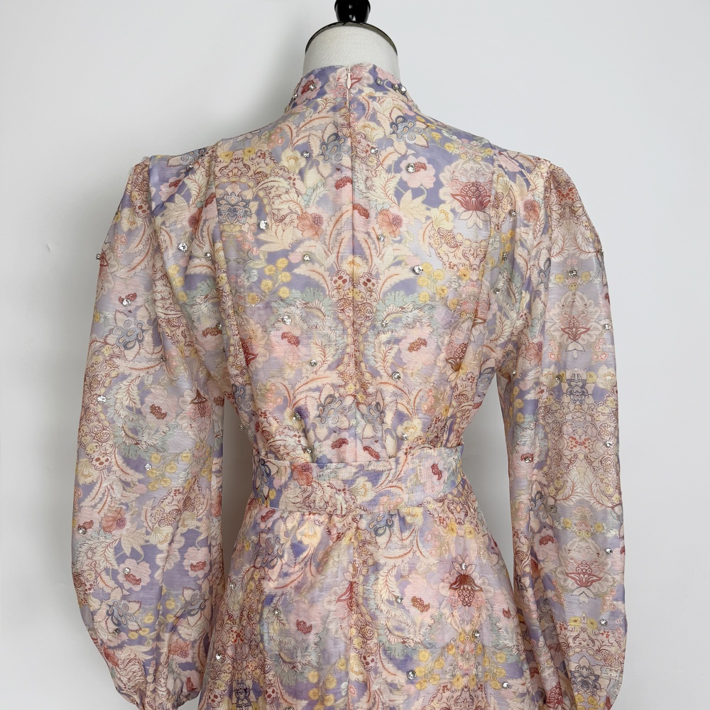 Stand collar France style dress diamond long dress