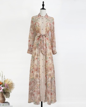 Frenum long sleeve dress lapel maxi dress