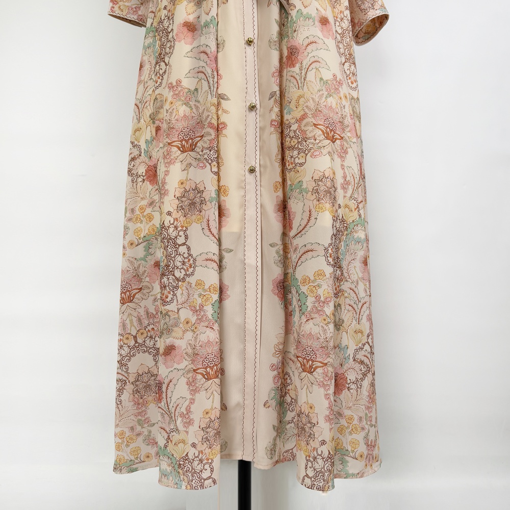 Frenum long sleeve dress lapel maxi dress