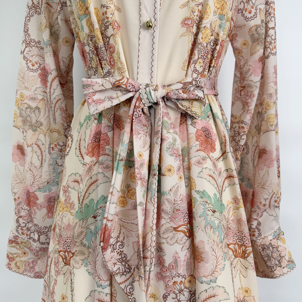 Frenum long sleeve dress lapel maxi dress