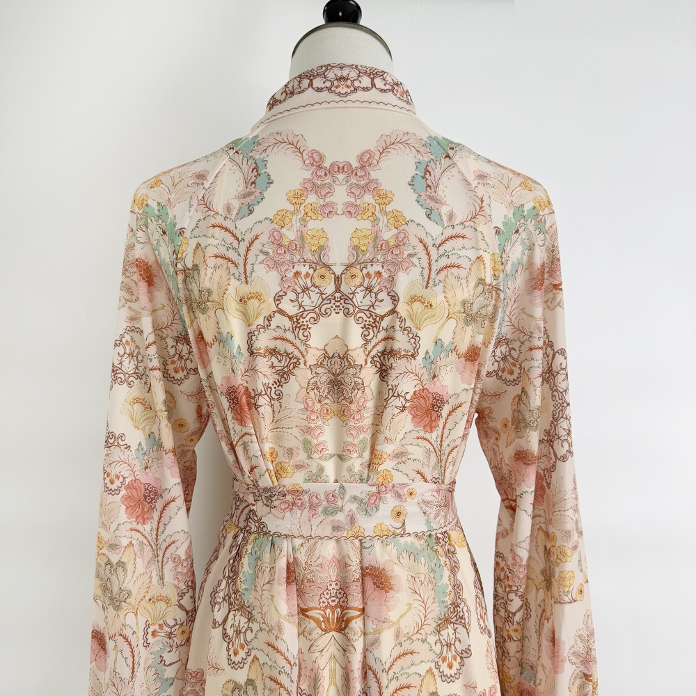 Frenum long sleeve dress lapel maxi dress