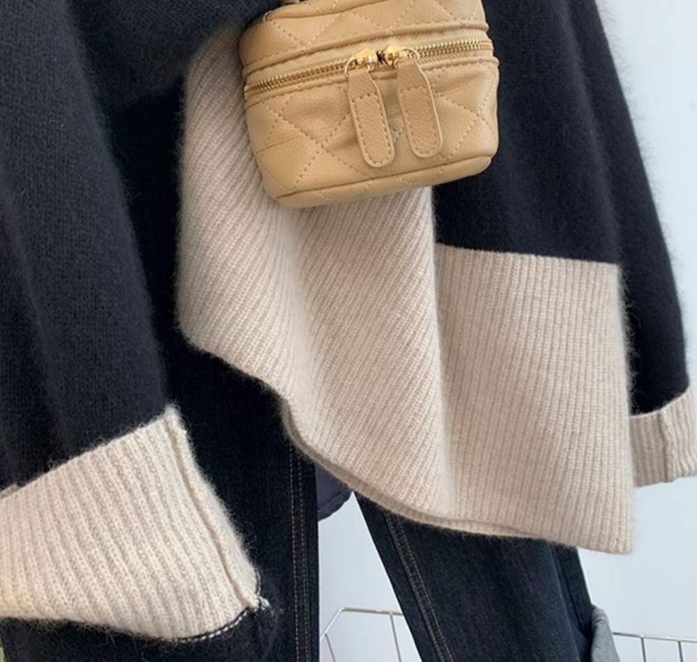 Mixed colors black-white sweater knitted shirts for women