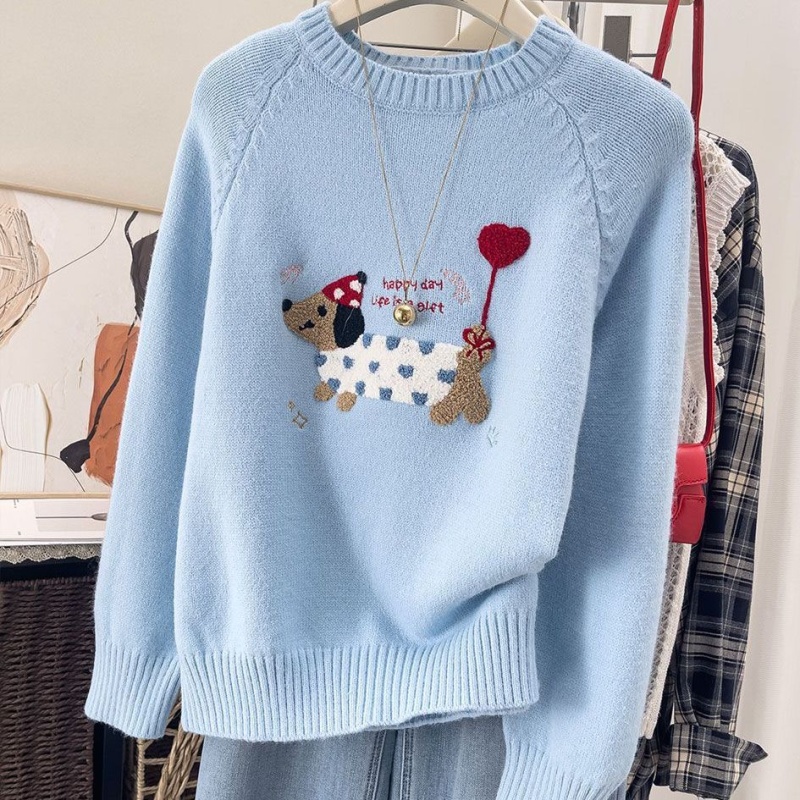Autumn and winter tops embroidery sweater for women