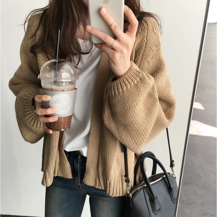 Short lazy coat autumn loose cardigan for women