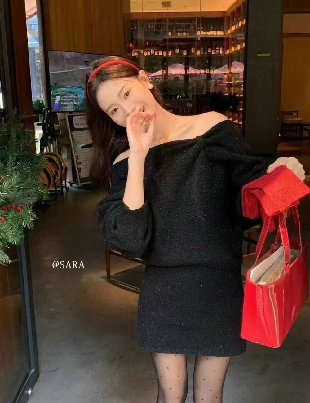 Strapless fashion sweater temperament dress