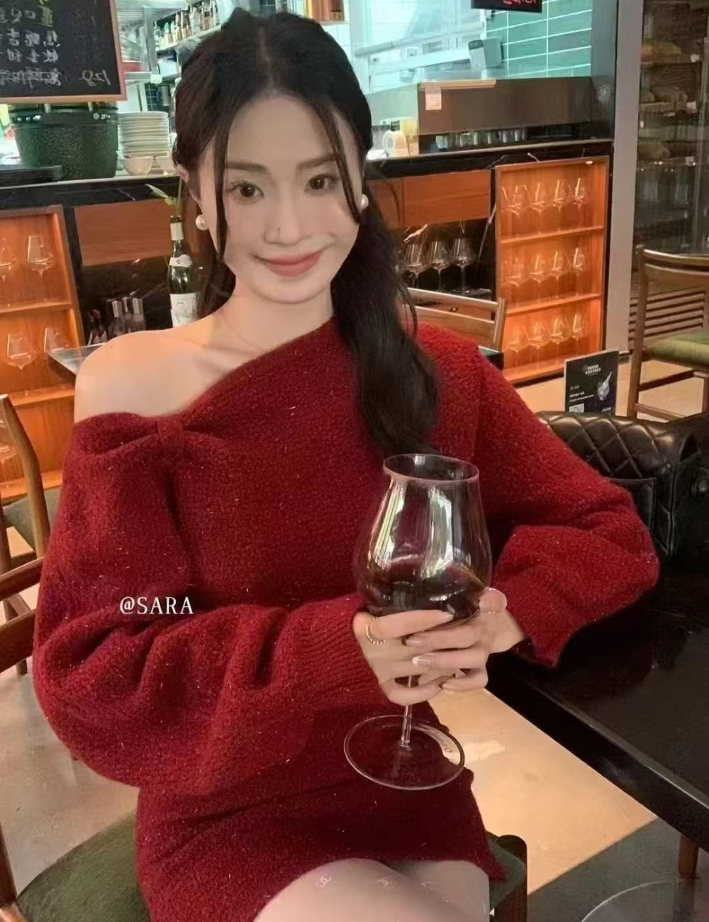 Strapless fashion sweater temperament dress