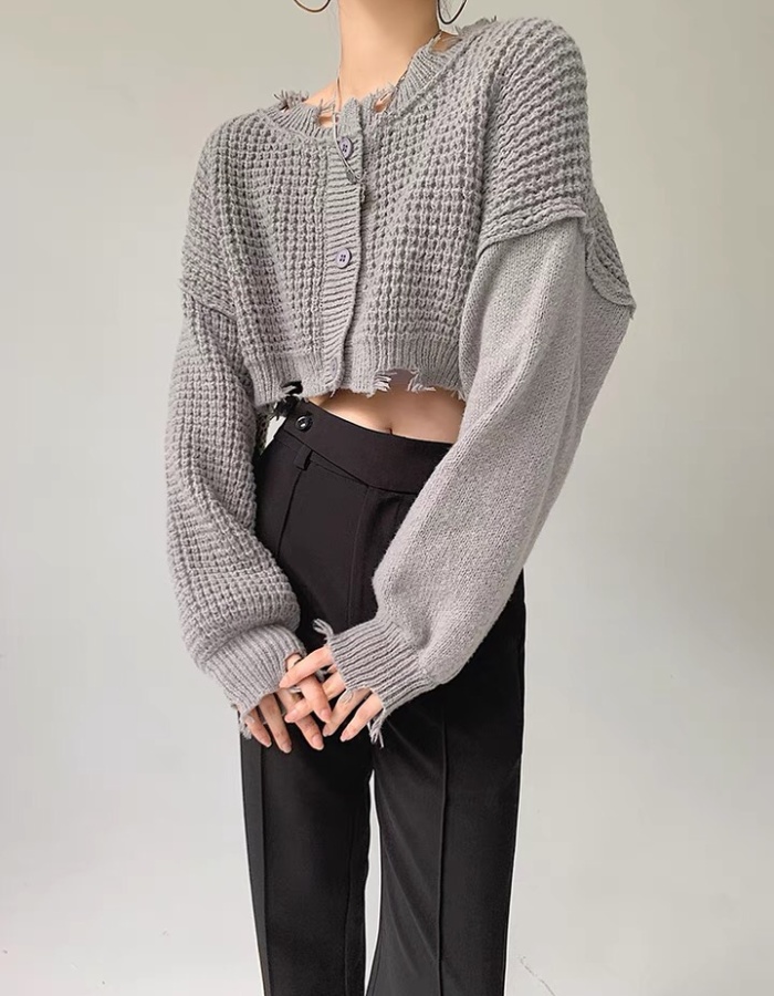 Short temperament sweater holes all-match tops for women