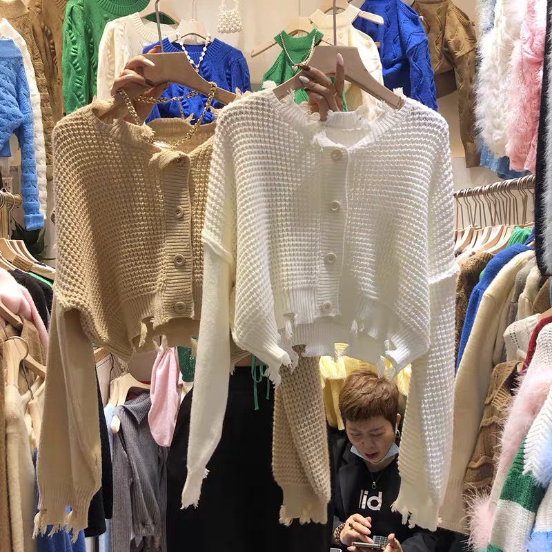 Short temperament sweater holes all-match tops for women