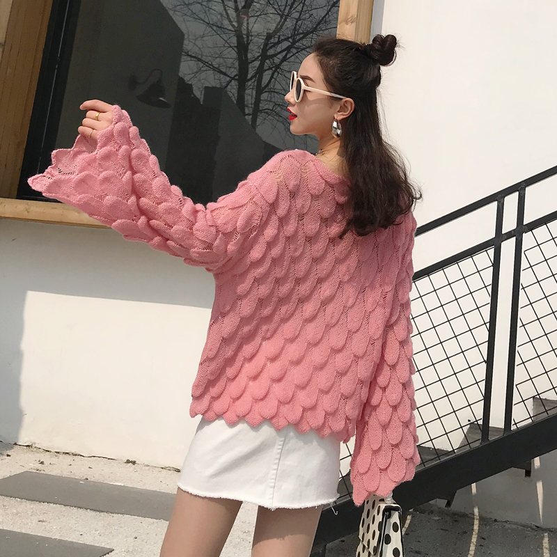 Spring loose Korean style tops thin pullover sweater
