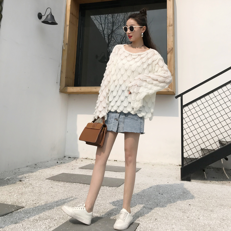 Spring loose Korean style tops thin pullover sweater