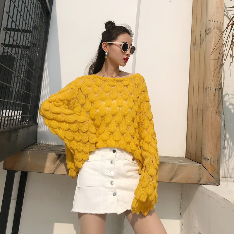 Spring loose Korean style tops thin pullover sweater