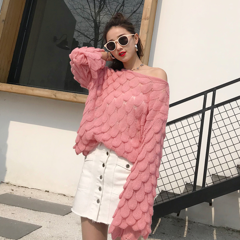 Spring loose Korean style tops thin pullover sweater