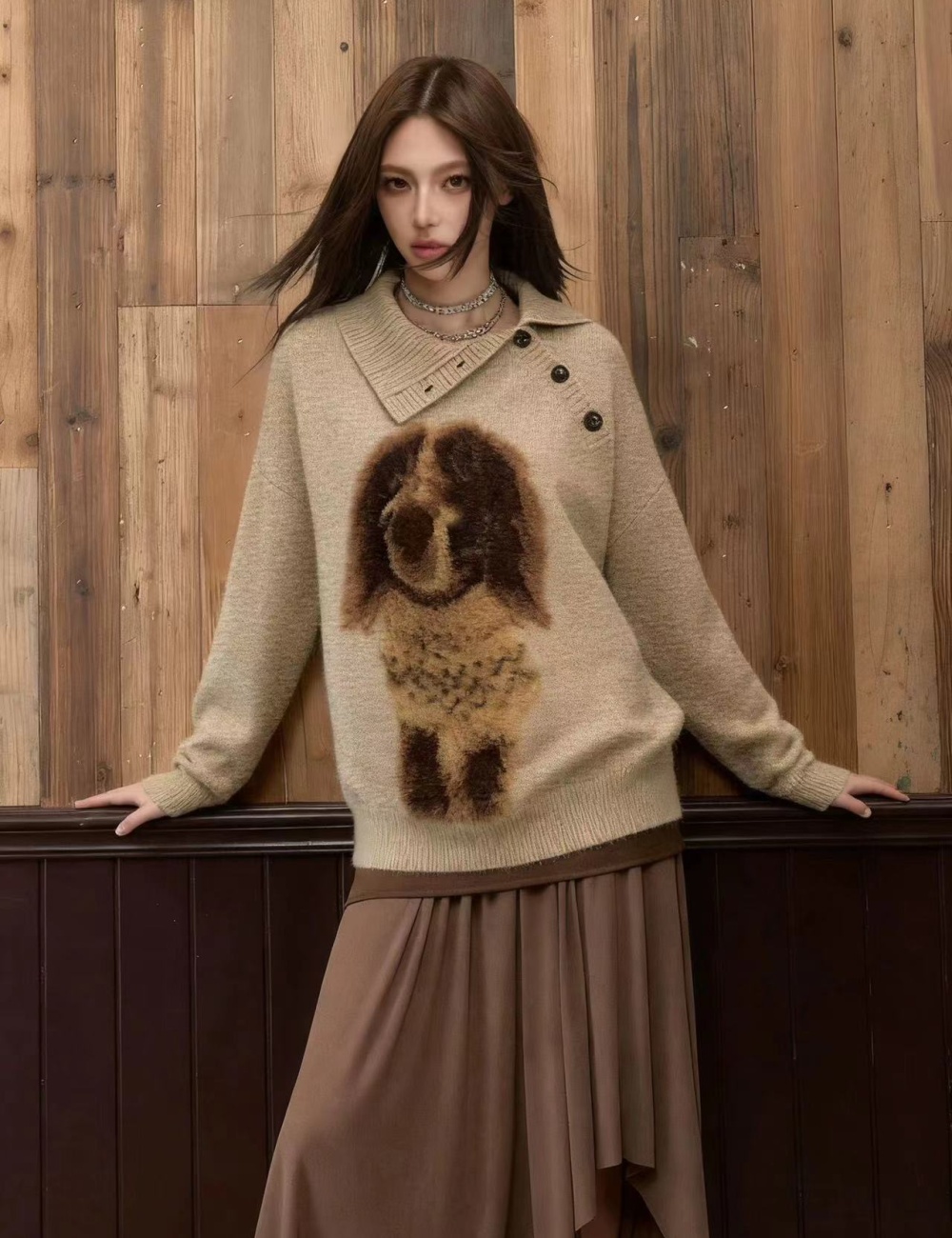 Autumn and winter knitted sweater pullover tops for women