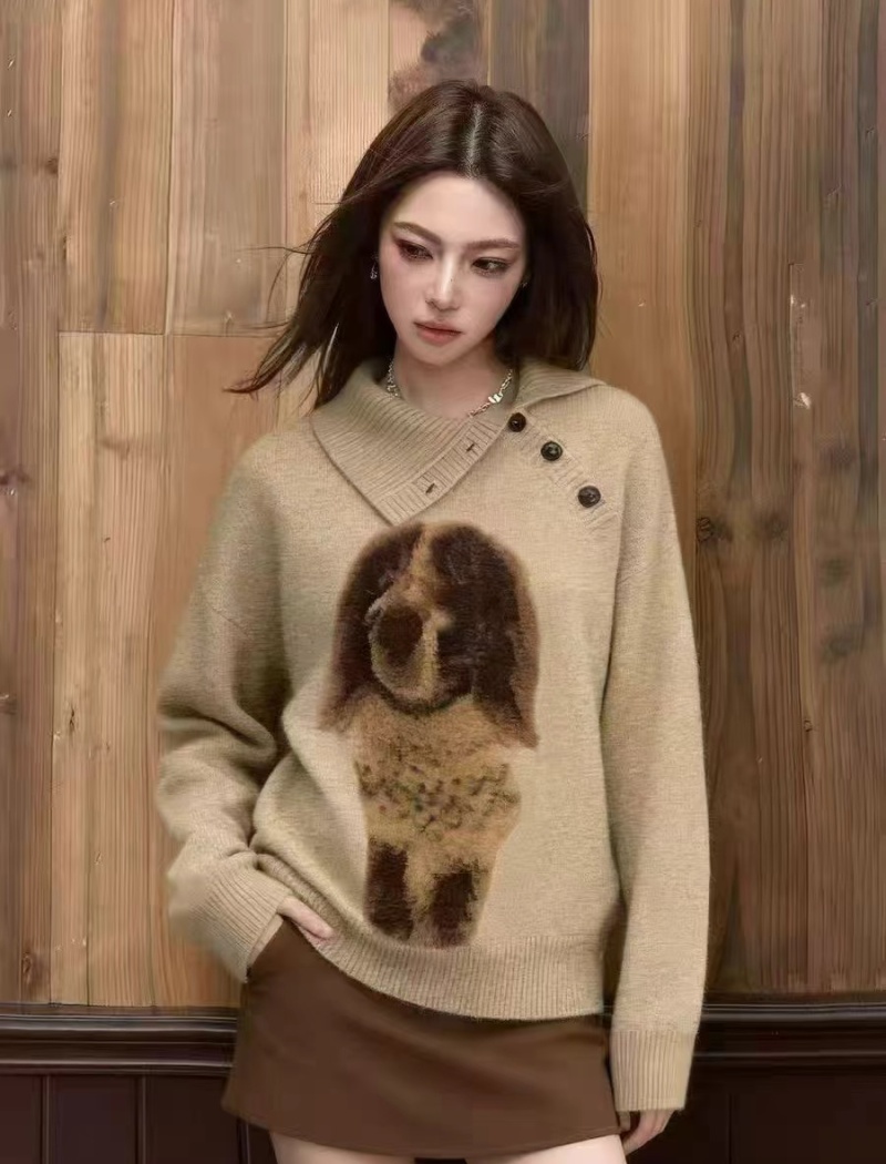Autumn and winter knitted sweater pullover tops for women
