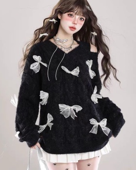 Knitted lazy tops strapless autumn and winter sweater