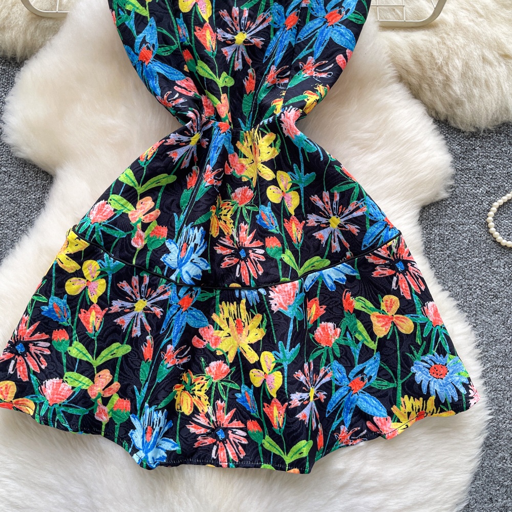 Autumn France style pinched waist sling dress