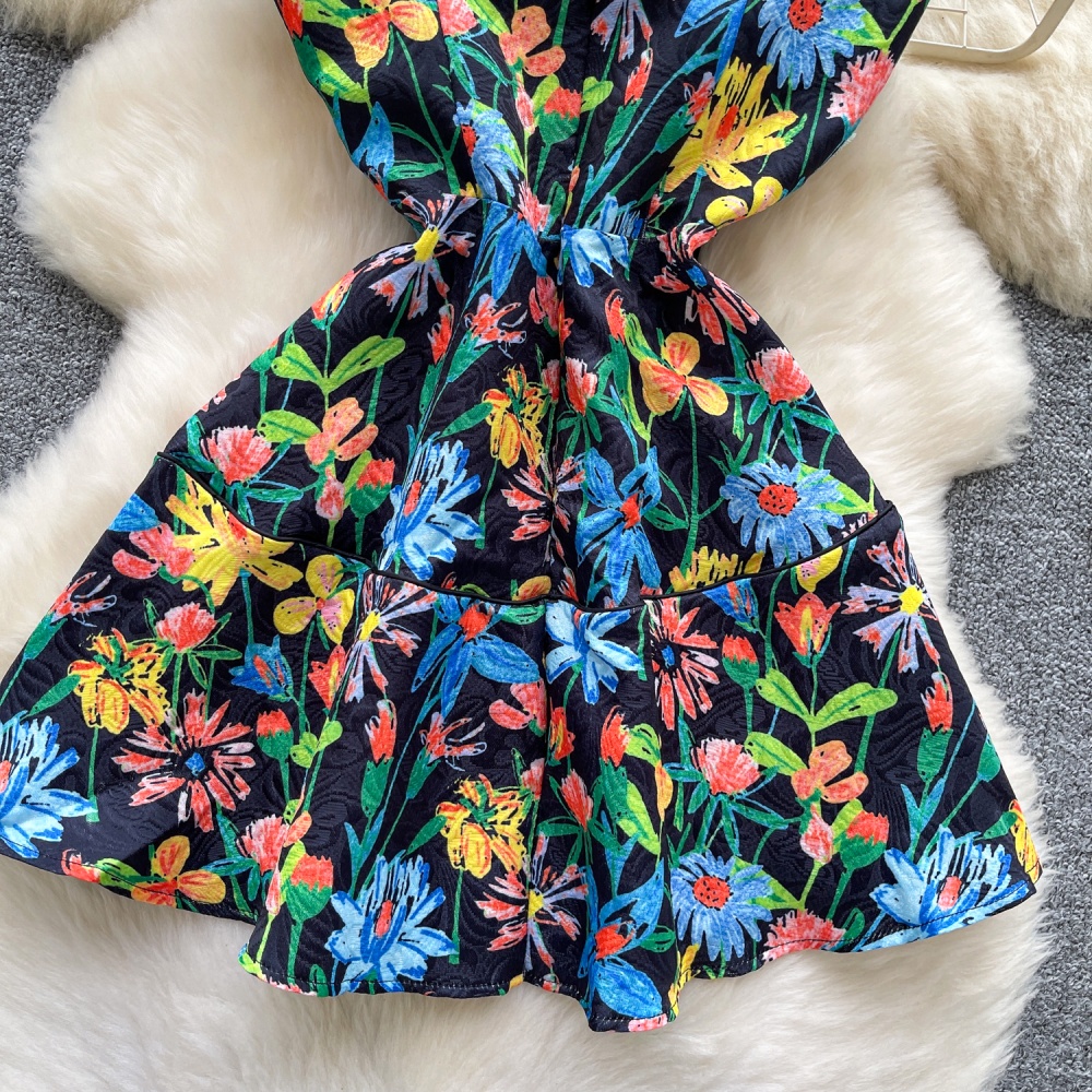 Autumn France style pinched waist sling dress