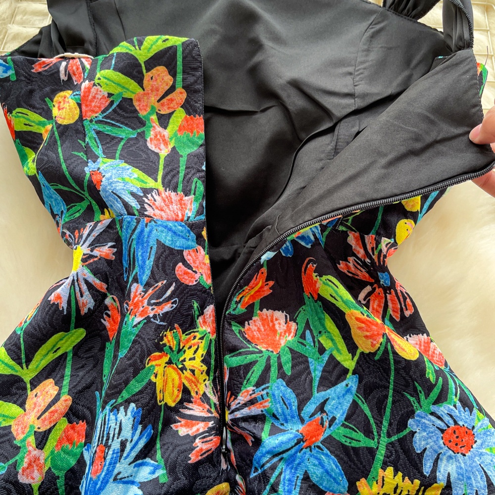 Autumn France style pinched waist sling dress