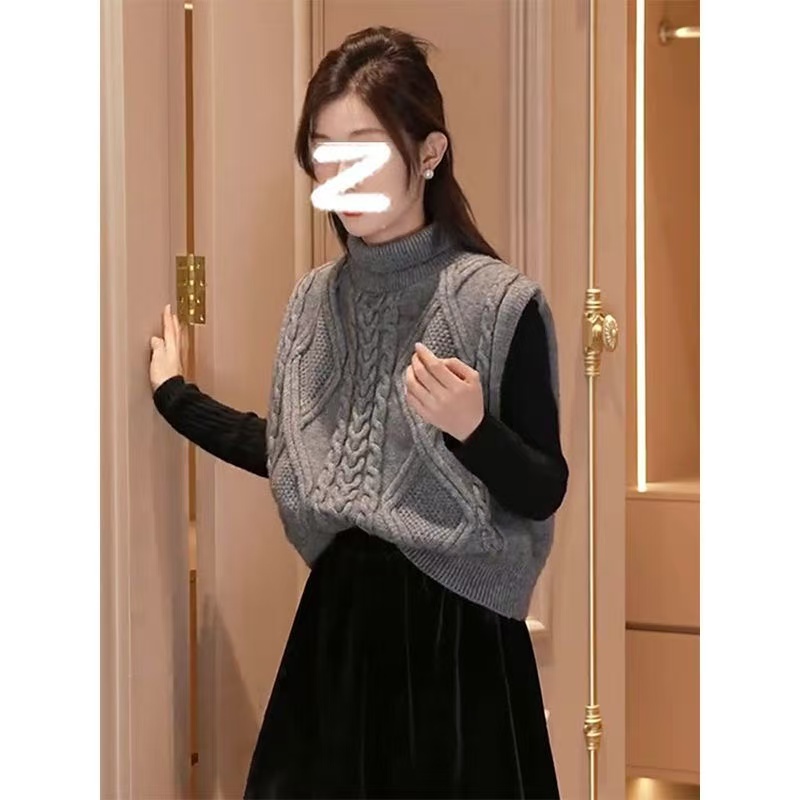 Fleece wear waistcoat high collar sweater