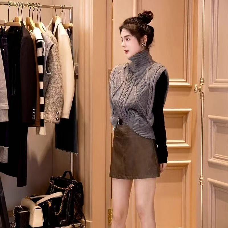 Fleece wear waistcoat high collar sweater