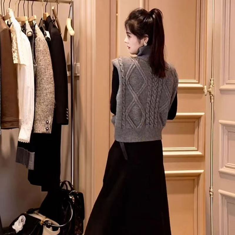 Fleece wear waistcoat high collar sweater