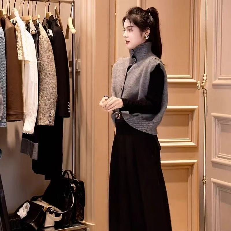 Fleece wear waistcoat high collar sweater