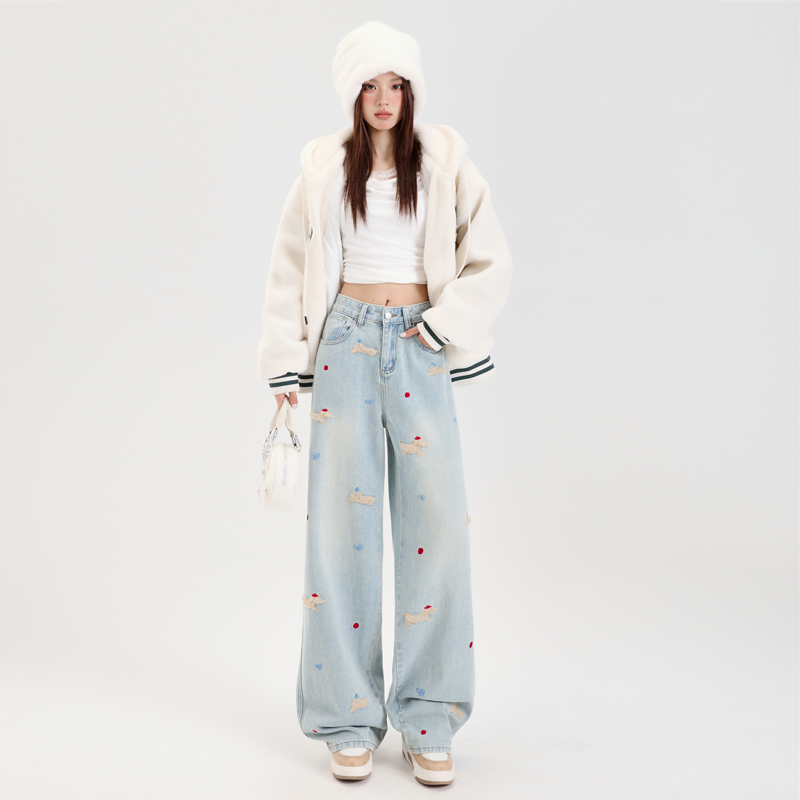 Mopping winter pants wide leg loose long pants for women