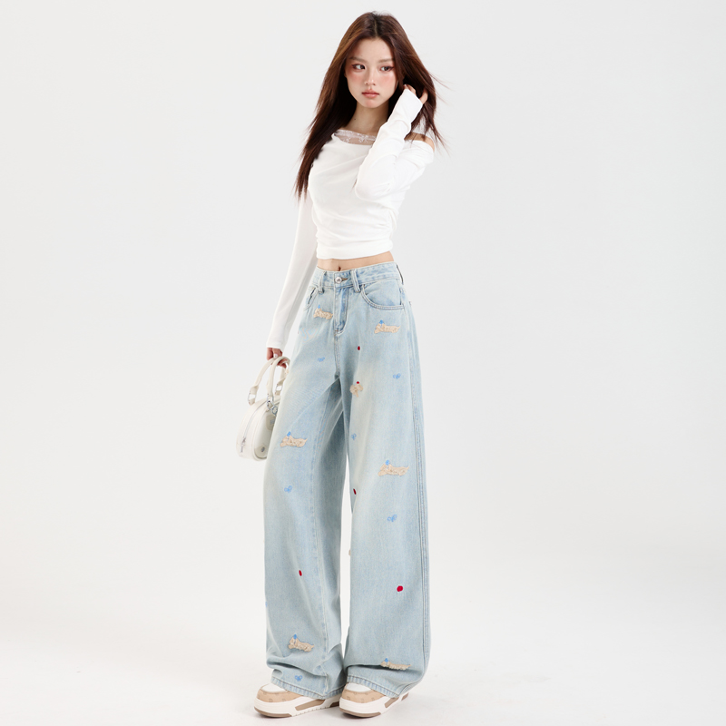 Mopping winter pants wide leg loose long pants for women