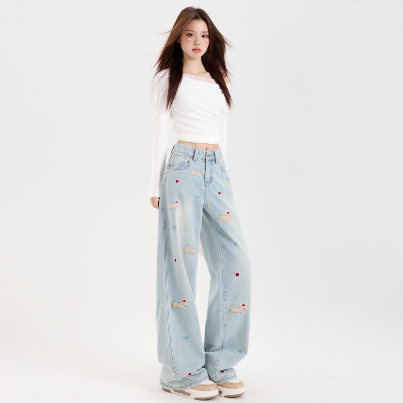 Mopping winter pants wide leg loose long pants for women