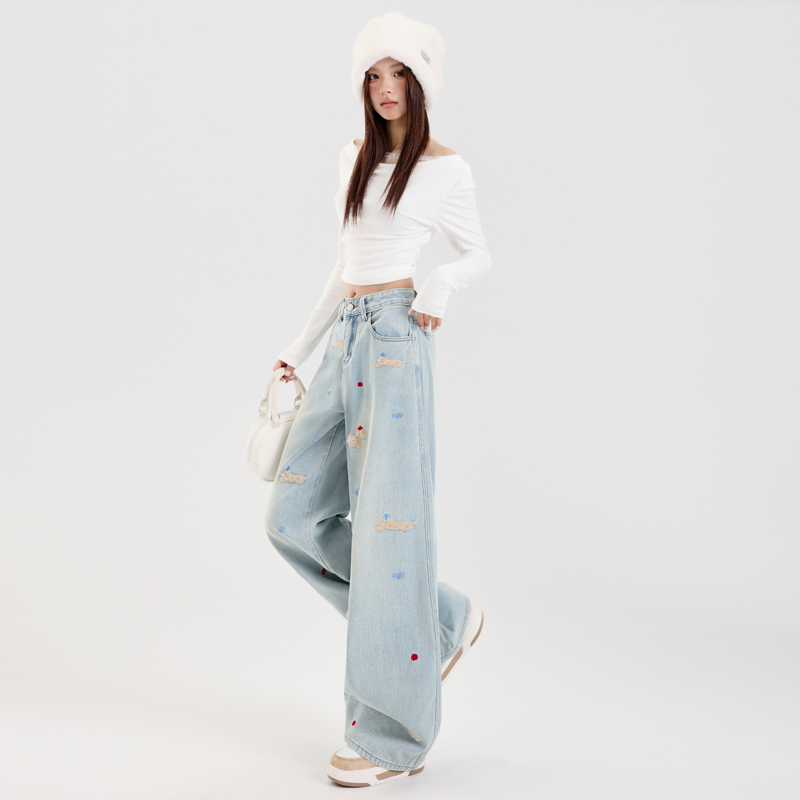 Mopping winter pants wide leg loose long pants for women