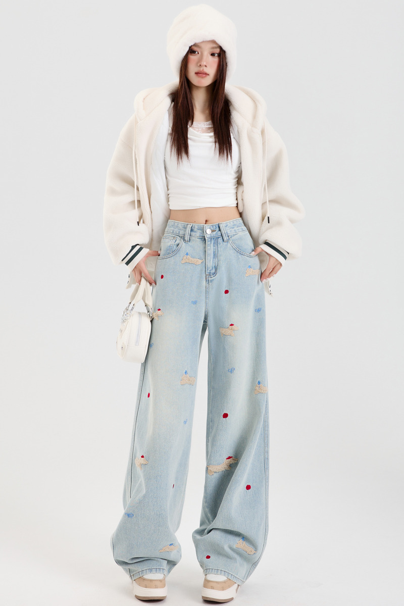 Mopping winter pants wide leg loose long pants for women