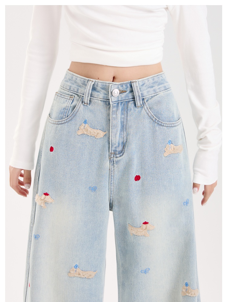 Mopping winter pants wide leg loose long pants for women