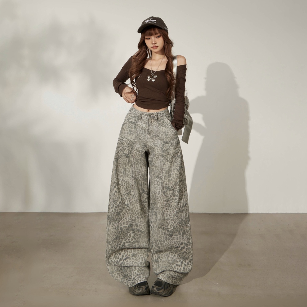 All-match high waist wide leg pants retro pants for women