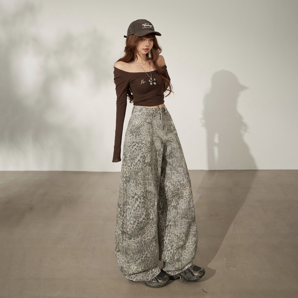 All-match high waist wide leg pants retro pants for women