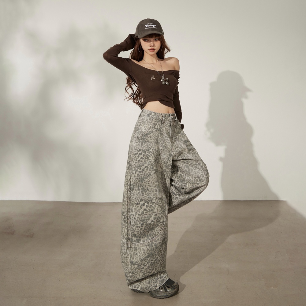 All-match high waist wide leg pants retro pants for women