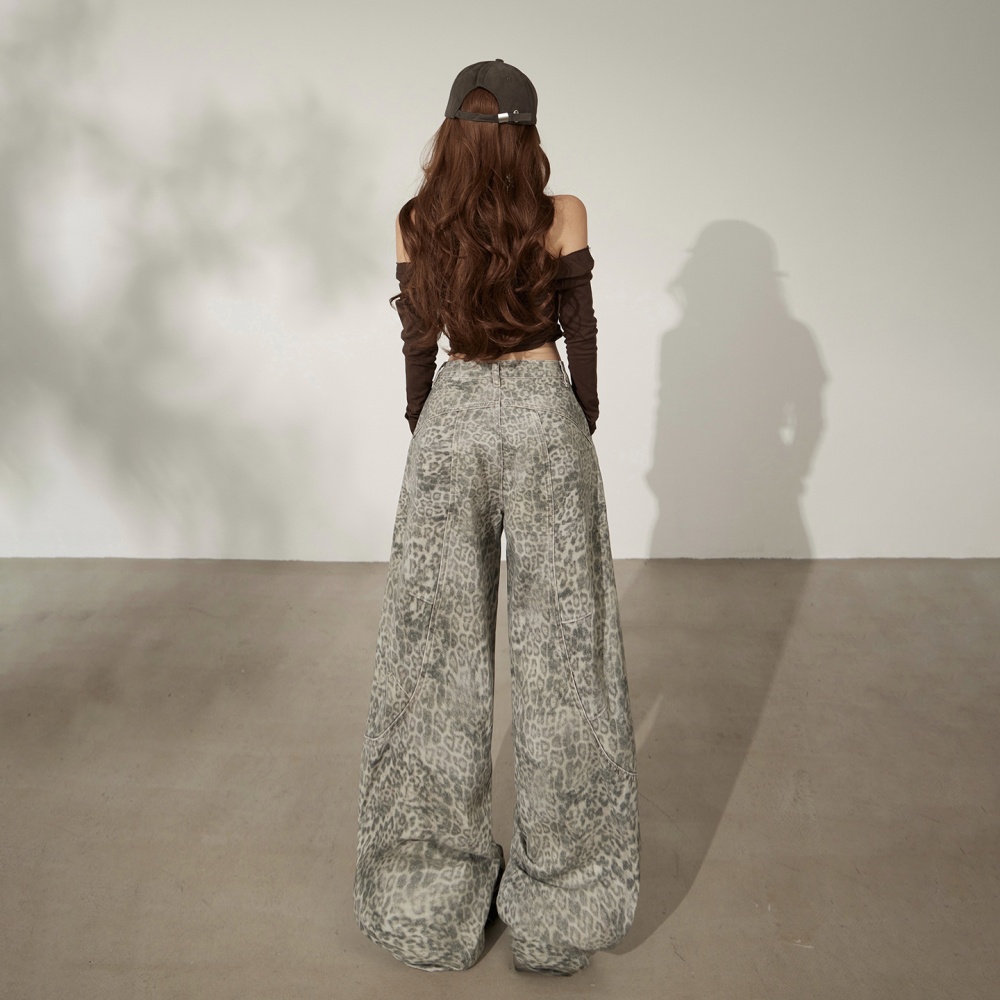 All-match high waist wide leg pants retro pants for women