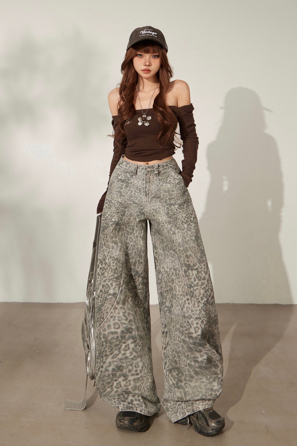 All-match high waist wide leg pants retro pants for women