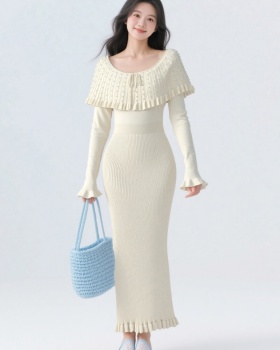 Long sleeve long sweater autumn and winter slim dress