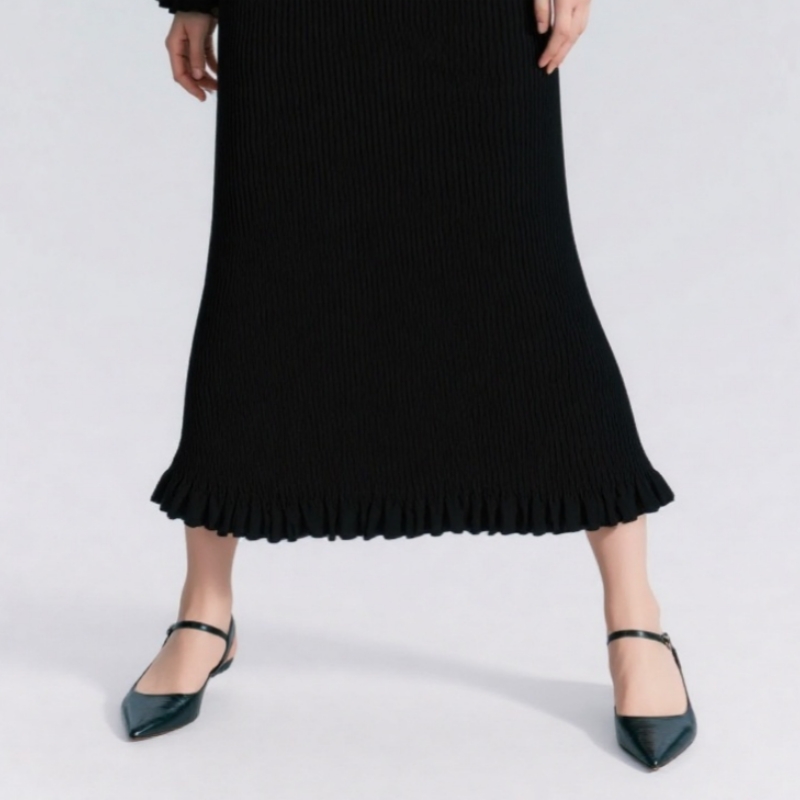 Long sleeve long sweater autumn and winter slim dress