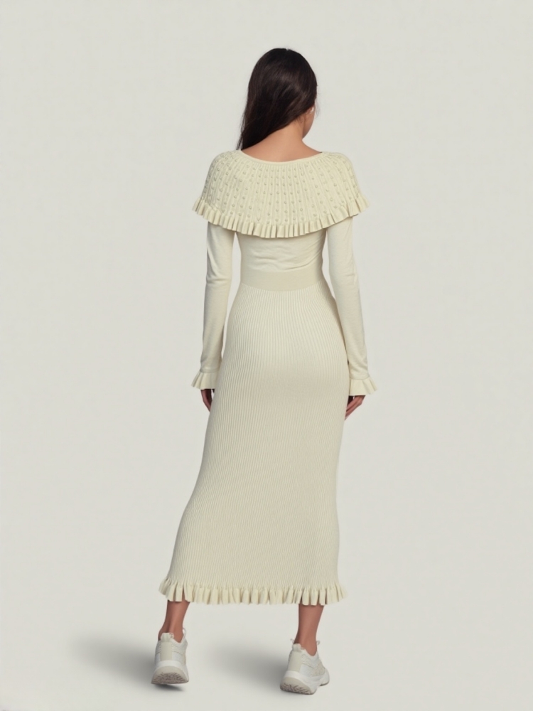 Long sleeve long sweater autumn and winter slim dress