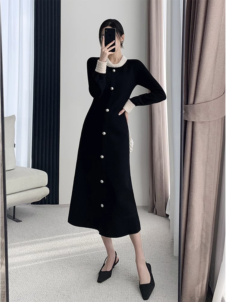 Temperament ladies dress Hepburn style long dress